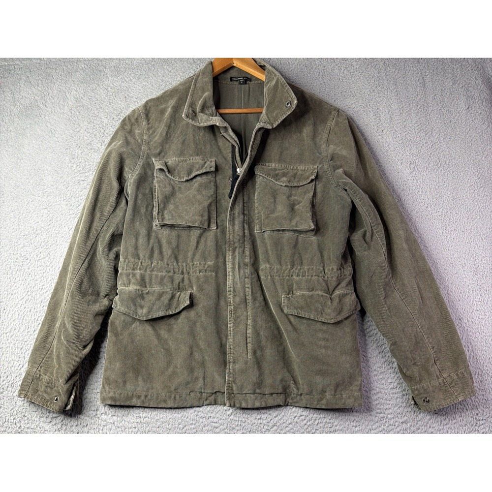 James Perse Jacket Mens Size 2 Medium Olive Green Utility Jacket Corduroy Zip